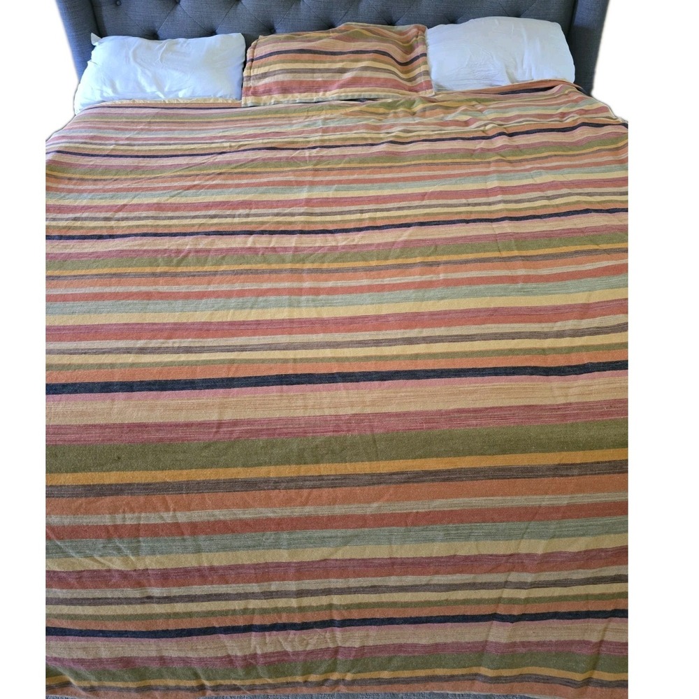Pottery Barn King Duvet Cover Foundations Logan Stripe Orange Multicolor Stripe